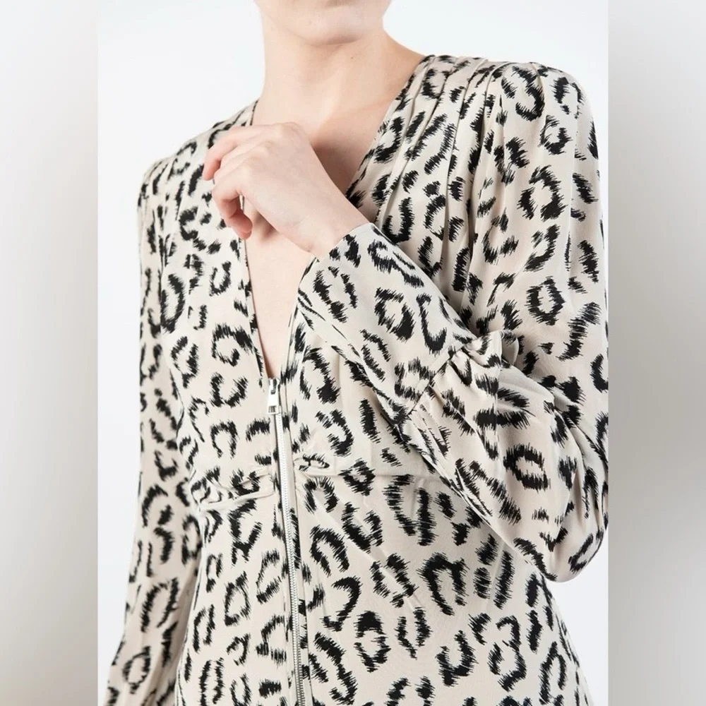 A.L.C. Asymmetrical Leopard Print Dress - Black and White - Picture 3 of 14